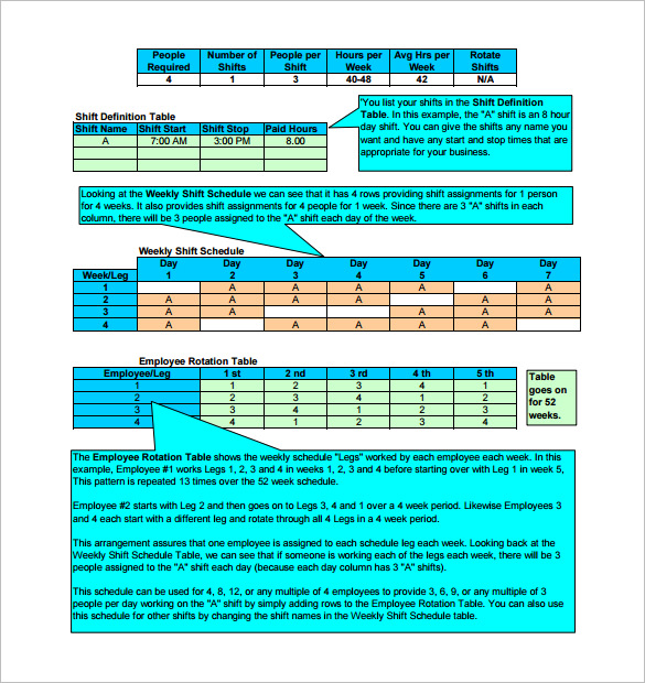 Rotating/Rotation Shift Schedule Templates – 15+ Free Word, Excel Rotating/Rotation Shift Schedule Templates – 15+ Free Word, Excel