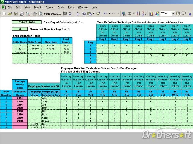 Rotating/Rotation Shift Schedule Templates – 15+ Free Word, Excel 