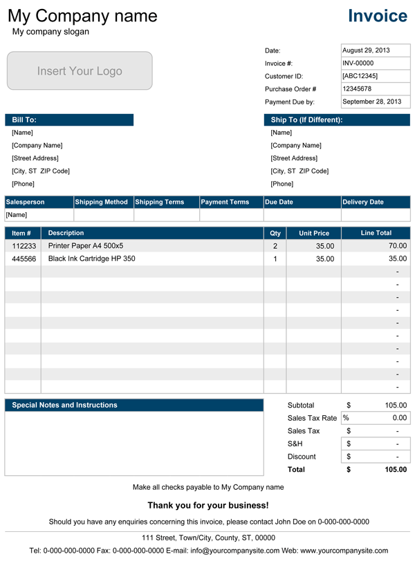 Free Excel Invoice Templates Smartsheet