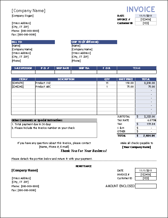 Sales Invoice Template for Excel Sales Invoice Template for Excel