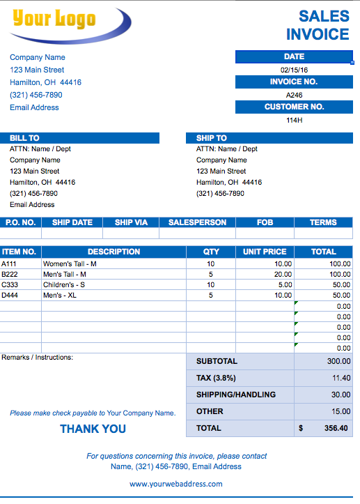 Free Sales Invoice Template | Excel | PDF | Word (.doc)