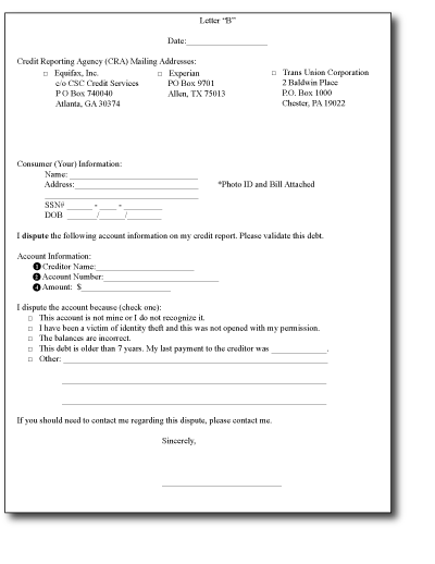 Free Sample Credit Bureau Dispute Letters Free Sample Credit Bureau Dispute Letters
