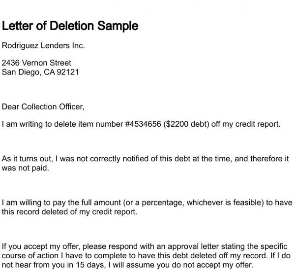 Letter Of Deletion regarding Letter To Credit Bureau To Remove Letter Of Deletion regarding Letter To Credit Bureau To Remove