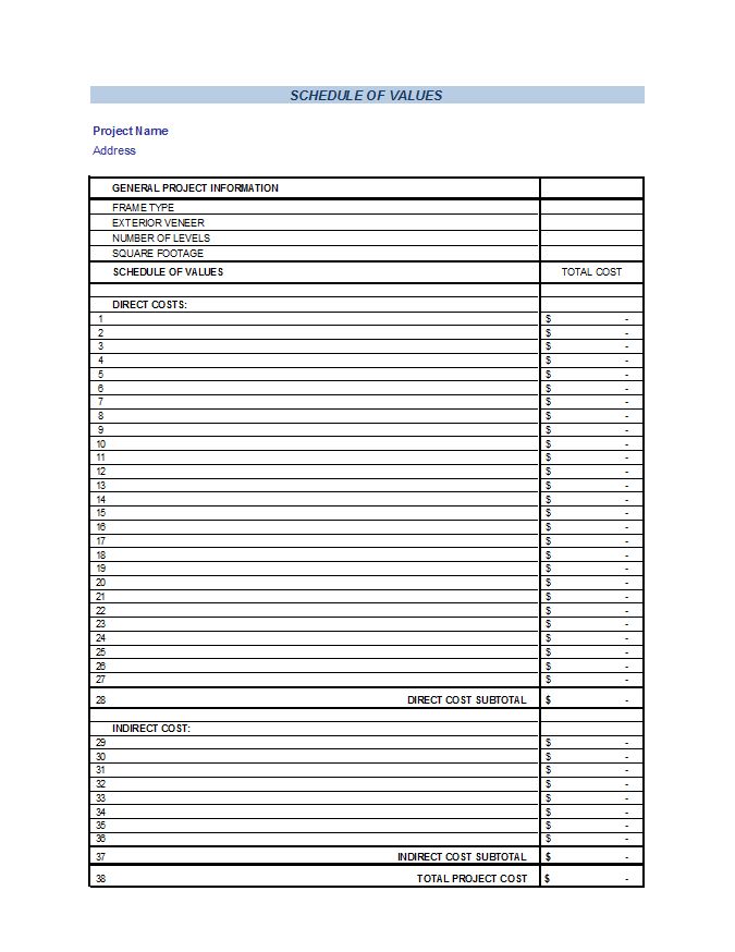 24 Images Of Contractor Schedule Of Values Template