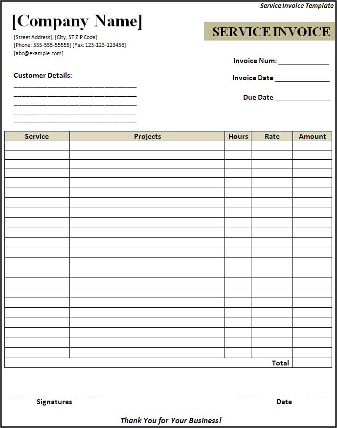 invoice tax Service Receipt Templates paper samples