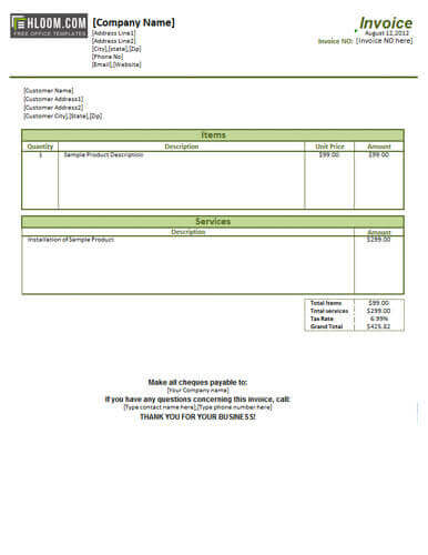 25 Free Service Invoice Templates [Billing in Word and Excel]