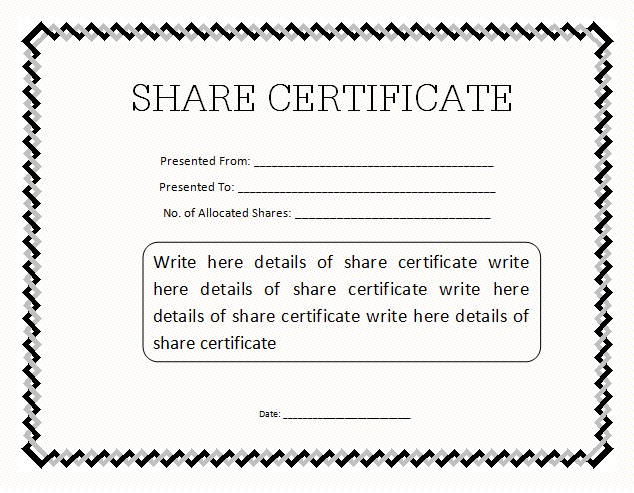 13 Share/Stock Certificate Templates Excel PDF Formats