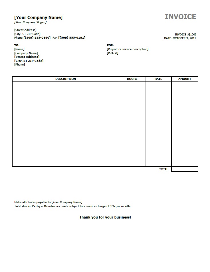 Basic invoice Office Templates