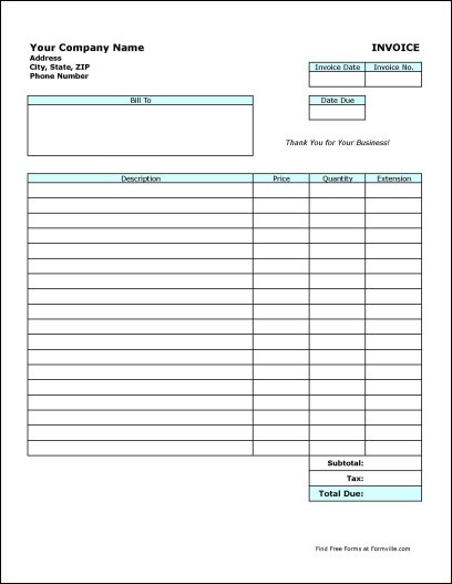 Free Simple Product Invoice from Formville