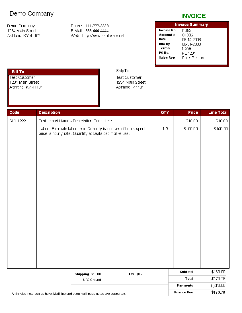 Simple Invoice Template Pdf * Invoice Template Ideas