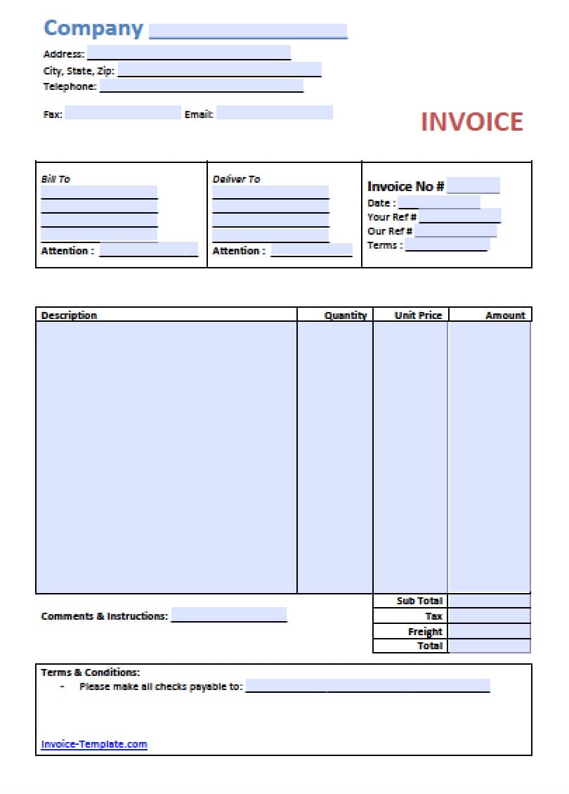 Simple Invoice Template for Excel Free