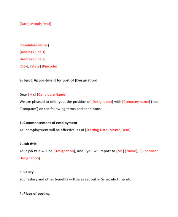 Appointment Letter 10+ Free Word, PDF Documents Download | Free Appointment Letter 10+ Free Word, PDF Documents Download | Free