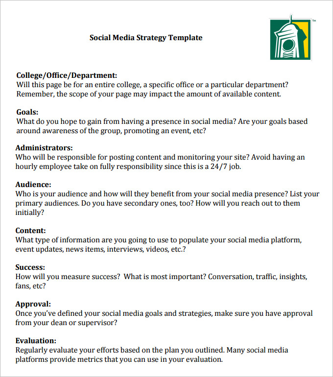 social media planning template 