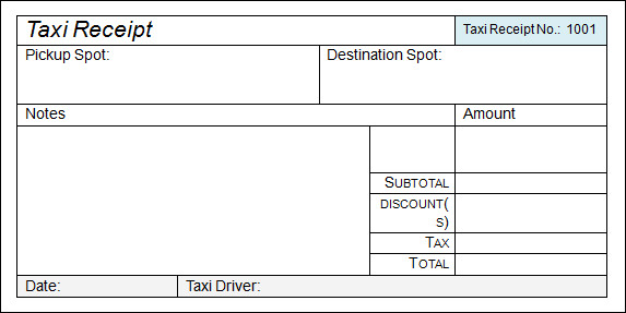 Taxi Receipt Template 17+ Free Download for Word, PDF