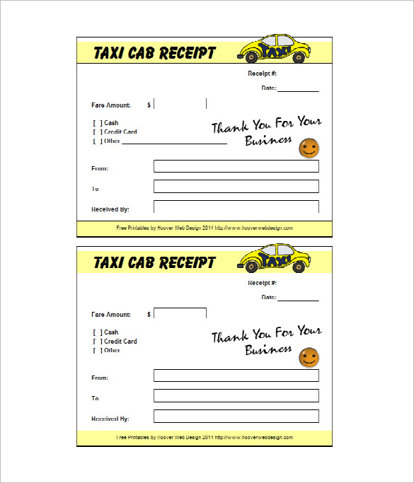 7+ Taxi receipt Templates Word Excel PDF Formats