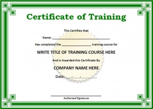 Training certificate template Free Formats Excel Word