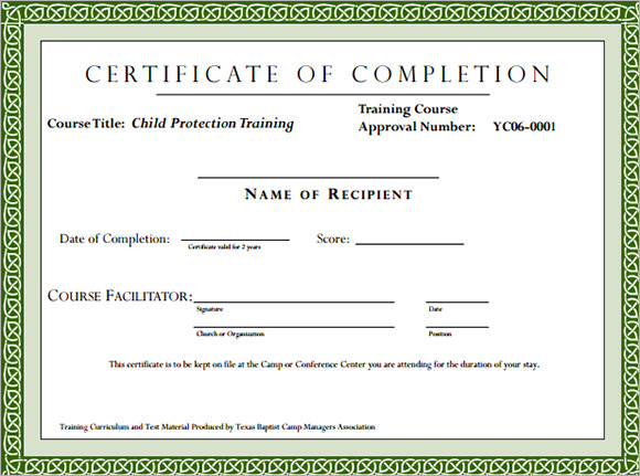 Certificate Format. Certificate Format Course Completion 
