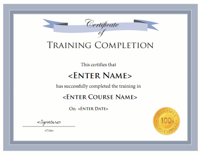 Training Certificate Template