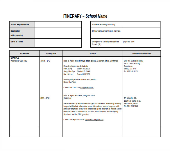 13+ Itinerary Templates Free Microsoft Word Documents Download 