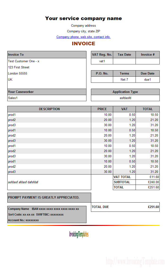 Free Invoice Template UK