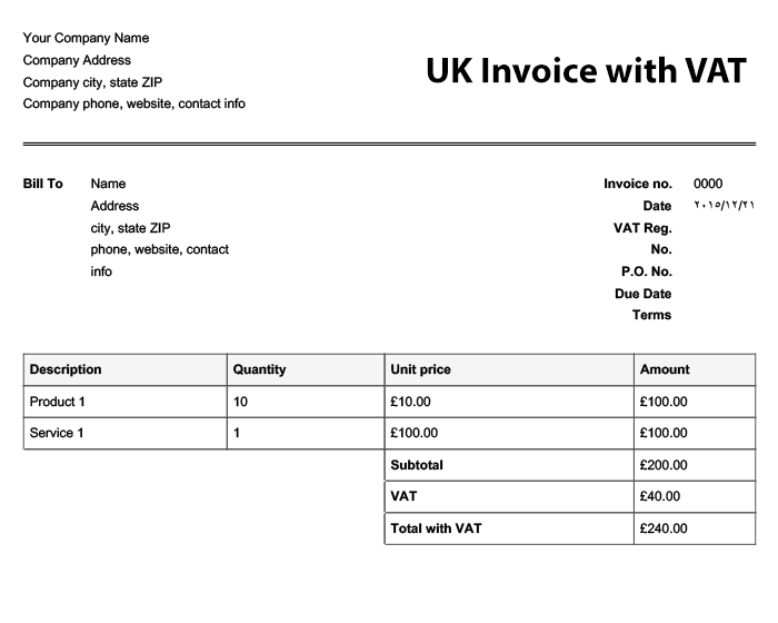 Free Invoice Template UK