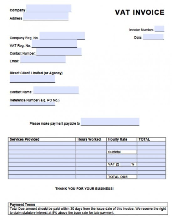 Invoice Template with Two VAT Tax Rates Uniform Invoice Software