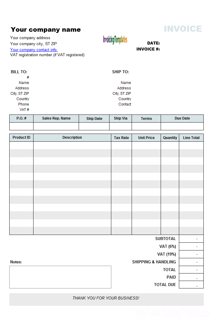 Invoice Template with Value Added Tax – 8+ Free Word, Excel, PDF 