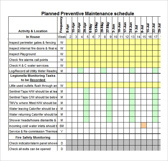 Maintenance Schedule Template 13+ Free Sample, Example Format 