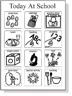 Our autism consultant made this visual schedule the pieces are 