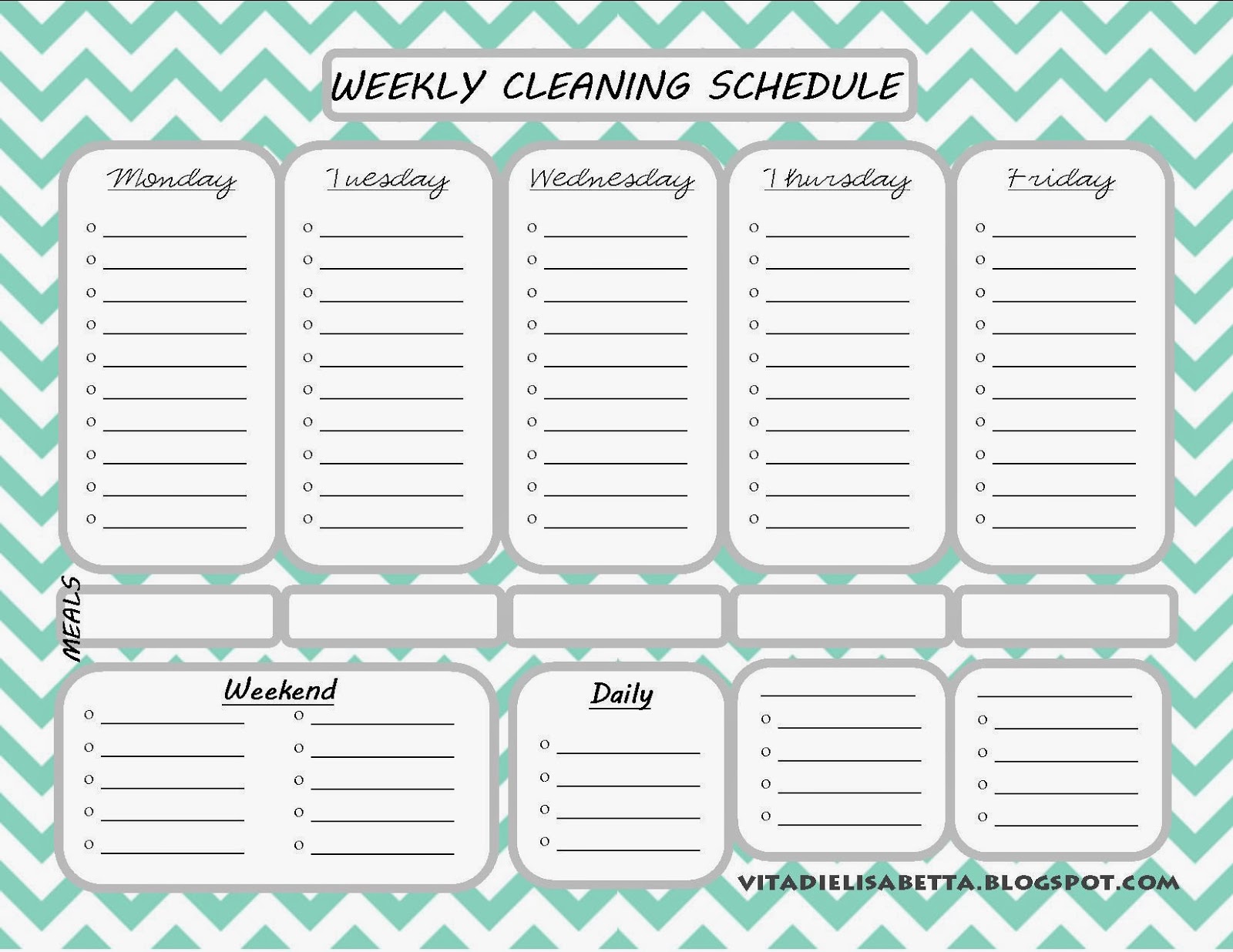 List Junkie: Weekly Cleaning Schedule (Free Printable) | Dandelion 