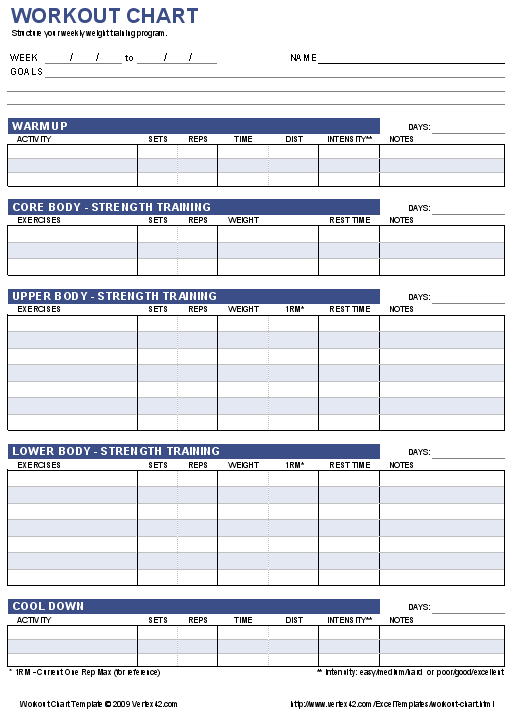 15 Minute Workout Program Template Word for Push Pull Legs