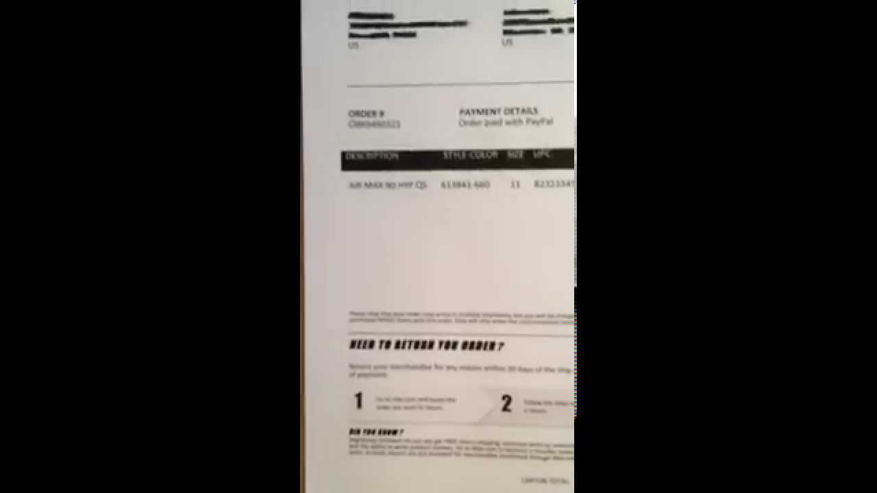 Unauthorized nike receipt (YEEZY 2, AIR MAX 90 INDEPENDENCE 
