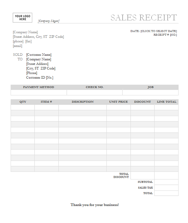 Blank Receipt Template Microsoft Word - printable receipt template