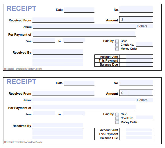 Blank Receipt Template Pdf - printable receipt template