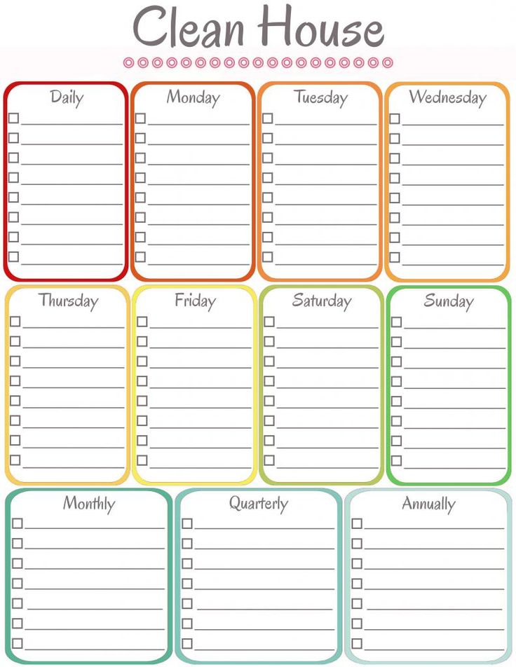 Daily Weekly Monthly Cleaning Schedule Template Printable Receipt 