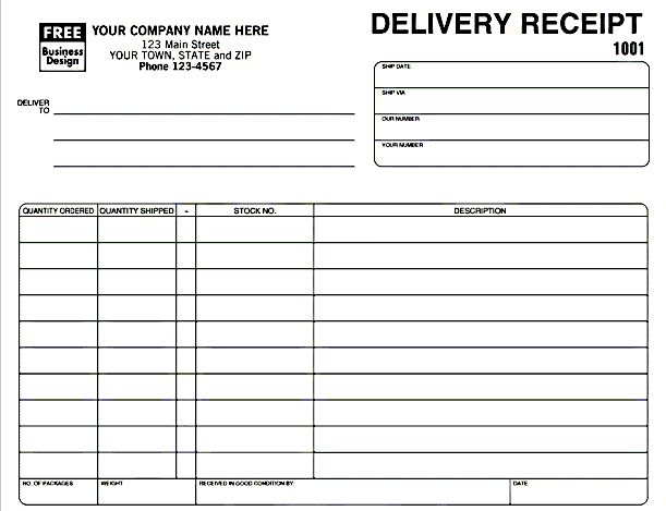 Delivery Receipt Template Excel - printable receipt template