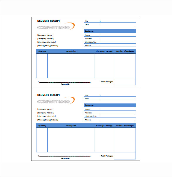 delivery receipt template excel printable receipt template