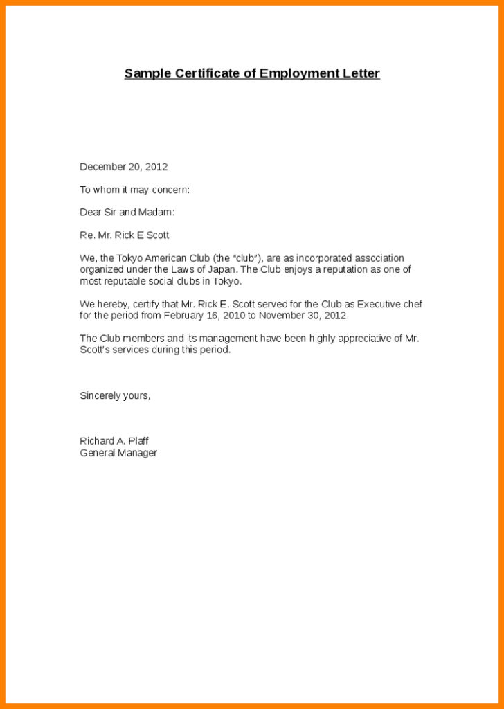 Employment Verification Letter To Whom It May Concern