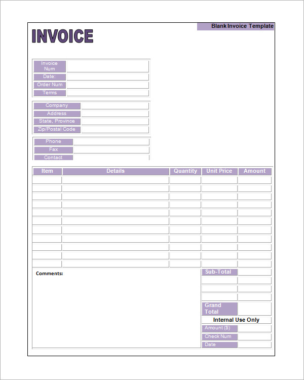 free printable invoices templates blank printable