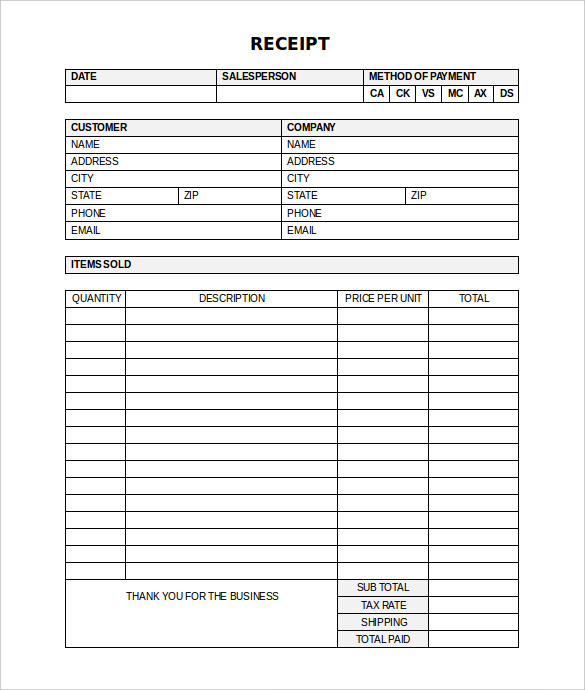 medical receipt template in printable format printable