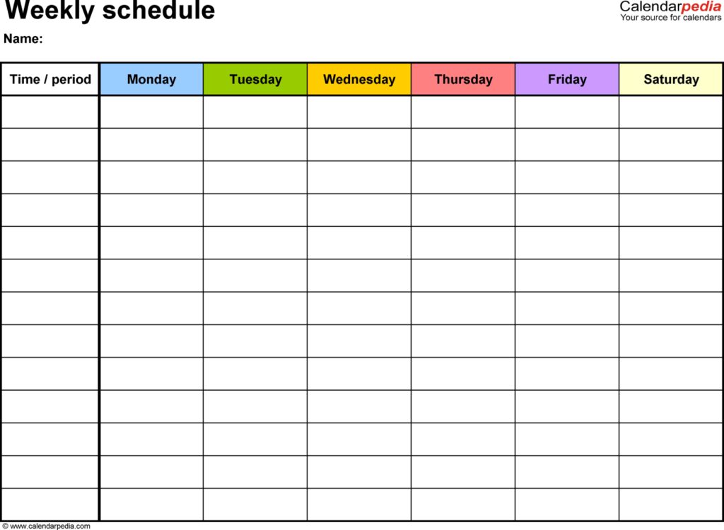 Monthly Rota Template
