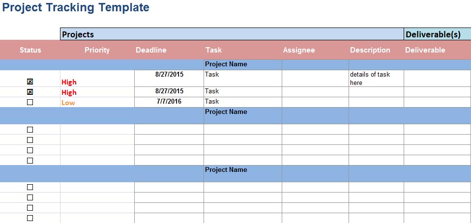 Multiple Project Tracking Template Excel Printable Receipt Template