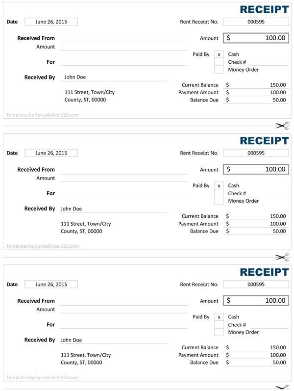 Payment Receipt Template Excel - printable receipt template