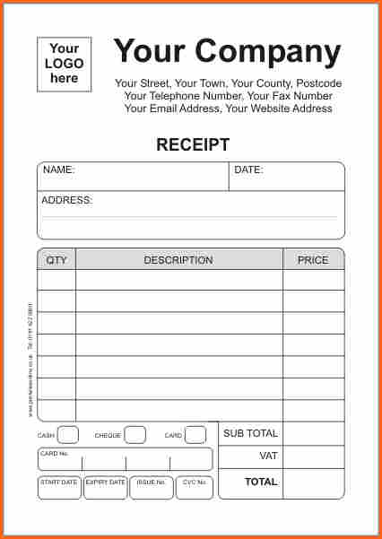 Receipt Book Template