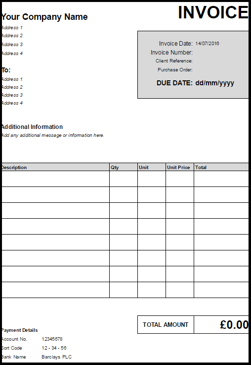 Vat Invoice Template - printable receipt template
